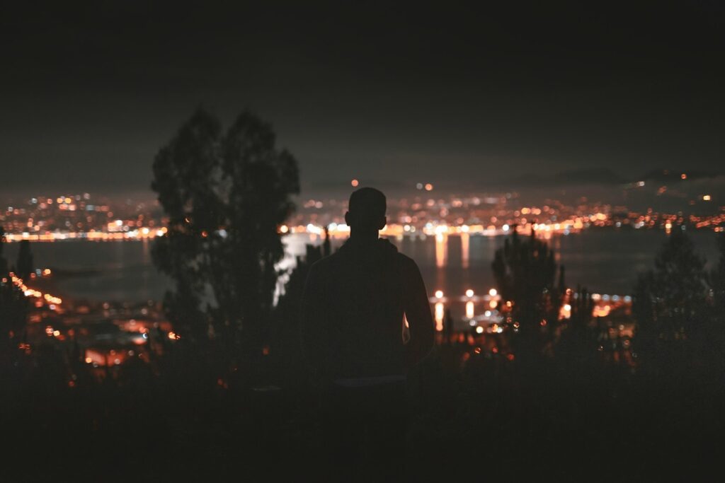 silhouette of man at burke's lookout